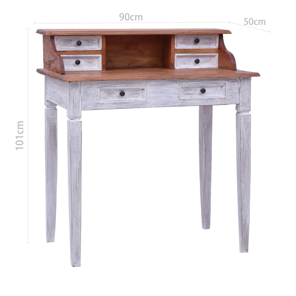 Escritorio Con Cajones Madera Maciza De Caoba 90X50X101 Cm