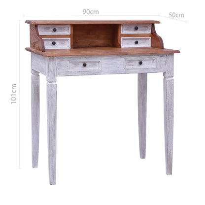 Escritorio Con Cajones Madera Maciza De Caoba 90X50X101 Cm
