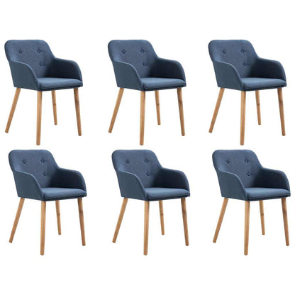 Sillas De Comedor 4 Uds Tela Y Madera Maciza Roble