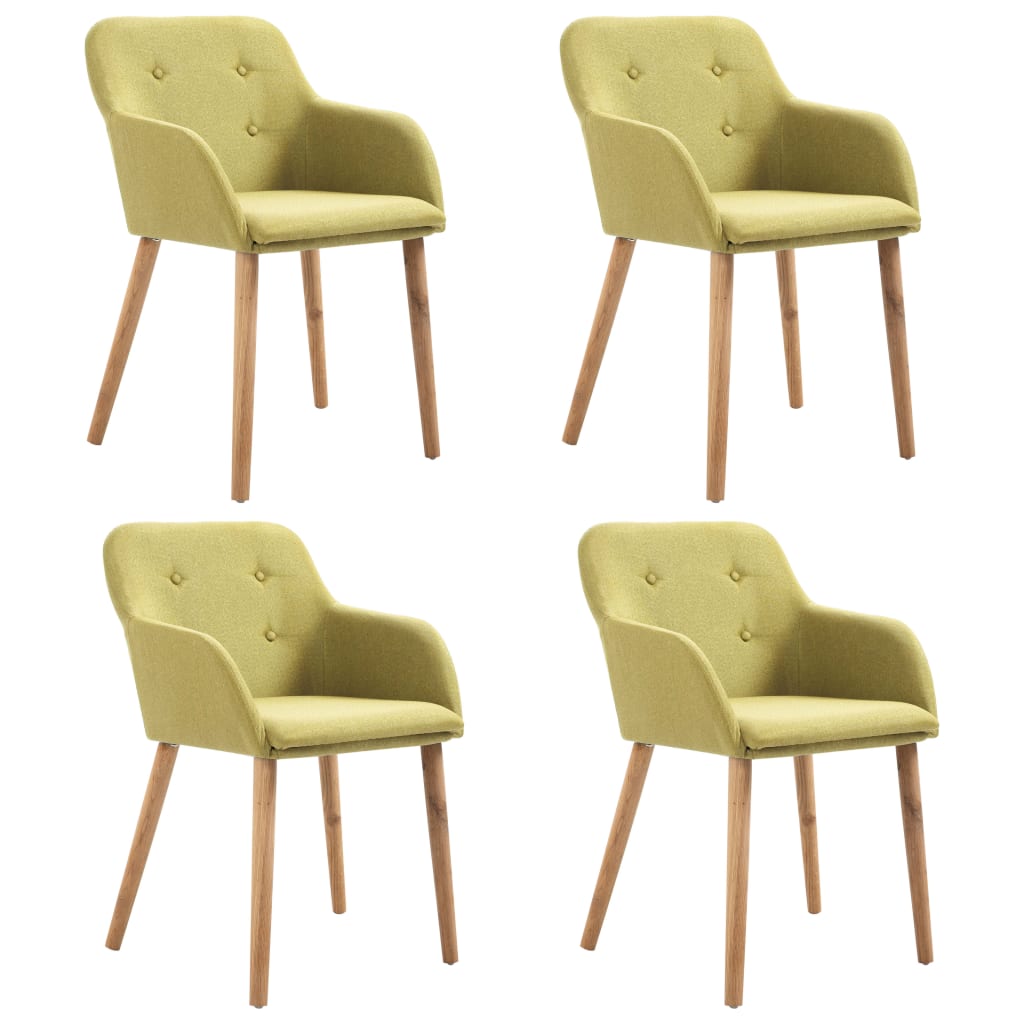 Sillas De Comedor 4 Uds Tela Y Madera Maciza Roble