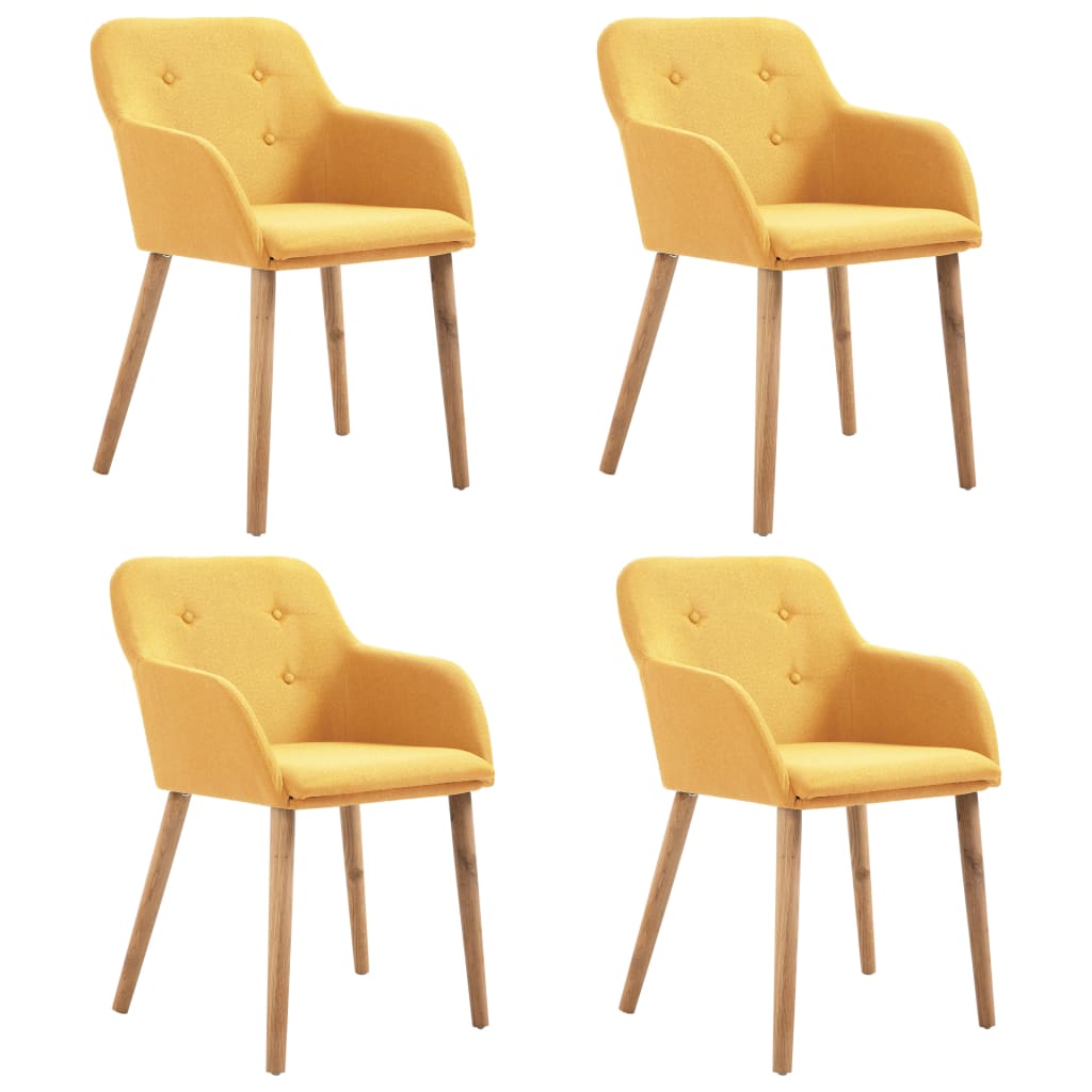 Sillas De Comedor 4 Uds Tela Y Madera Maciza Roble