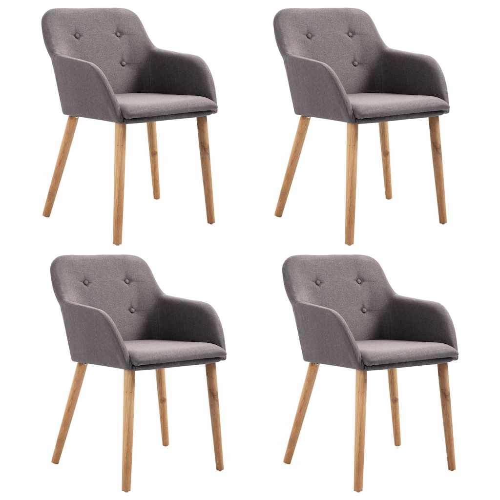Sillas De Comedor 4 Uds Tela Y Madera Maciza Roble