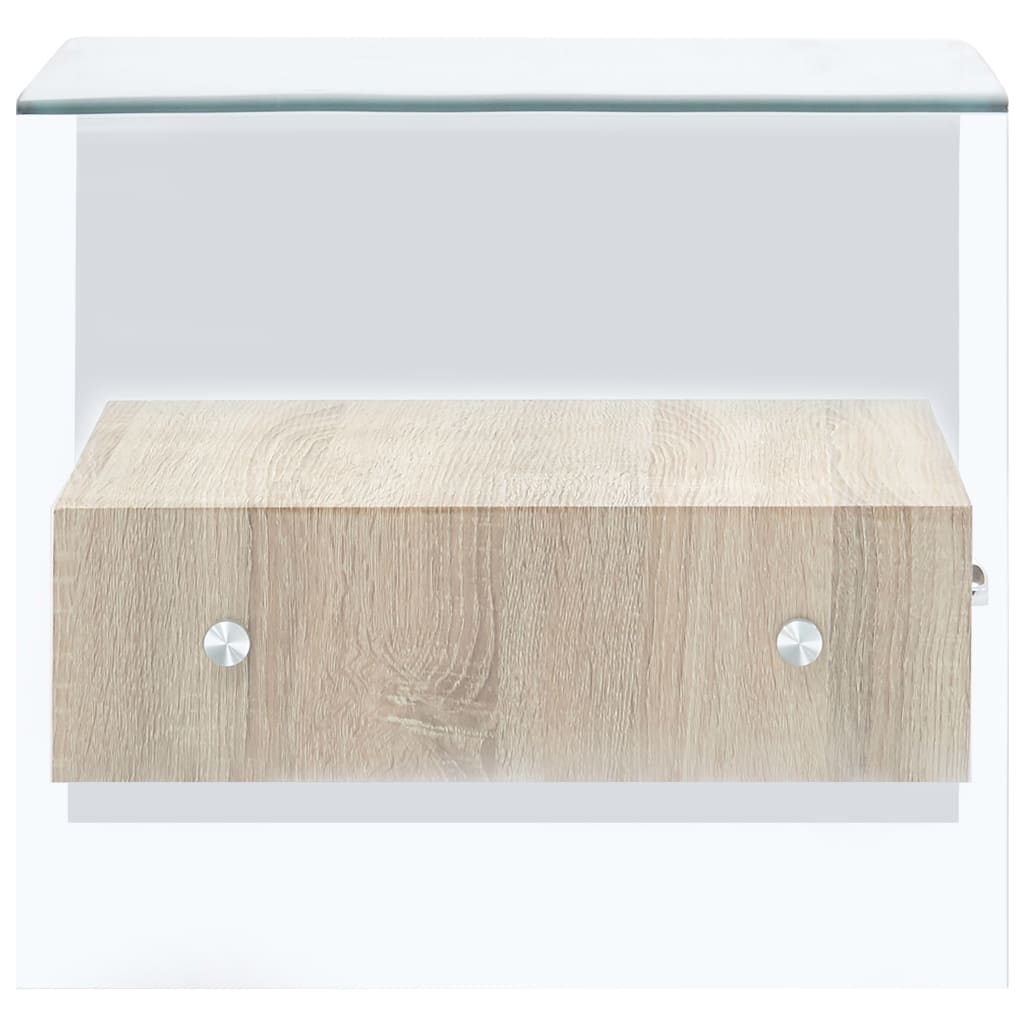 Mesa De Centro Con Cajón Vidrio Templado 50X50X45 Cm