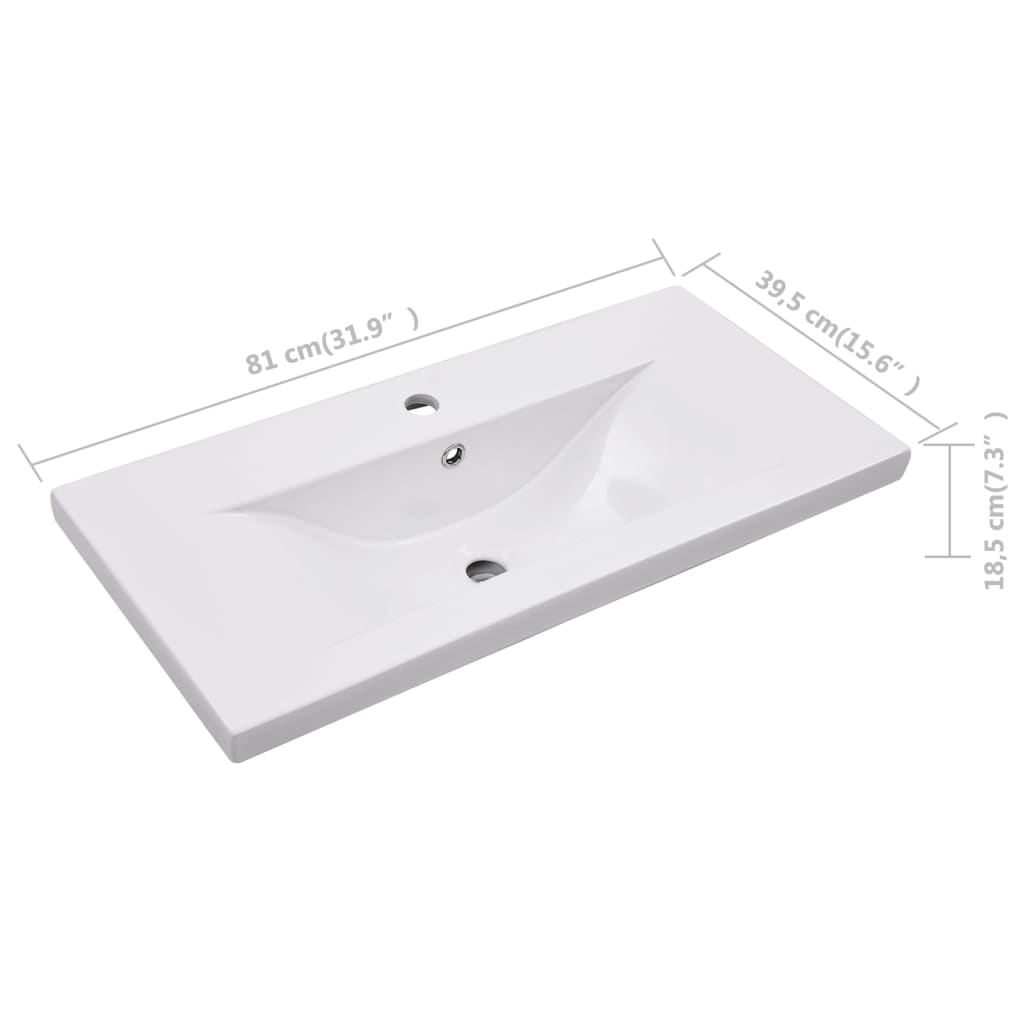 Lavabo Encastrado De Cerámica Blanco 81X39,5X18,5 Cm