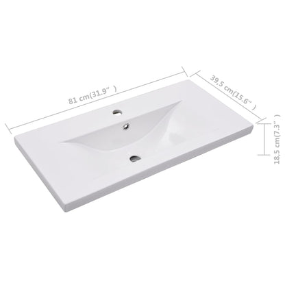 Lavabo Encastrado De Cerámica Blanco 81X39,5X18,5 Cm