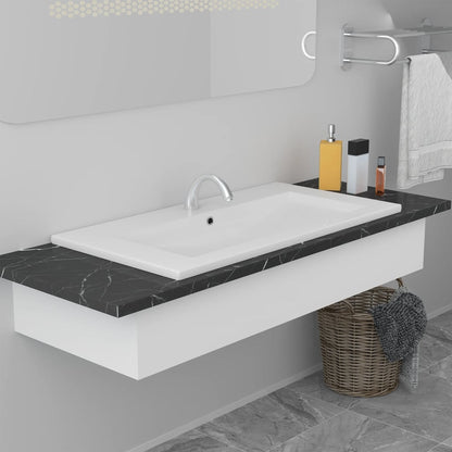 Lavabo Encastrado De Cerámica Blanco 81X39,5X18,5 Cm