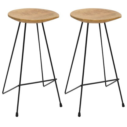 Taburetes De Cocina 2 Unidades Madera Maciza De Teca