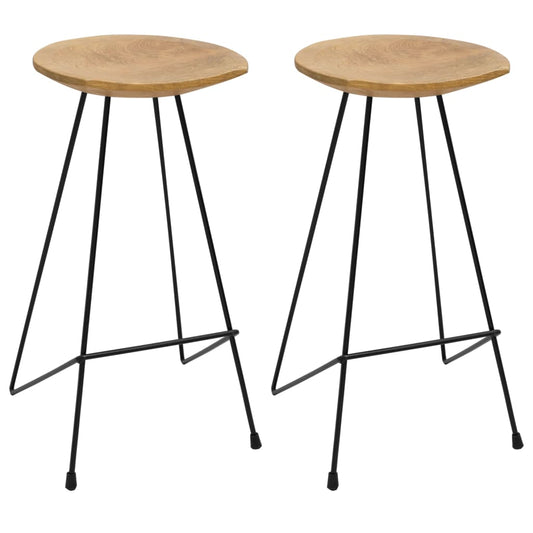 Taburetes De Cocina 2 Unidades Madera Maciza De Teca