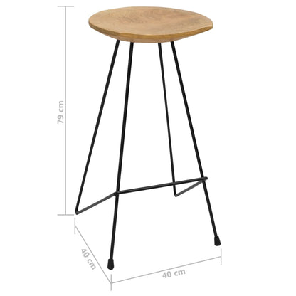 Taburetes De Cocina 2 Unidades Madera Maciza De Teca