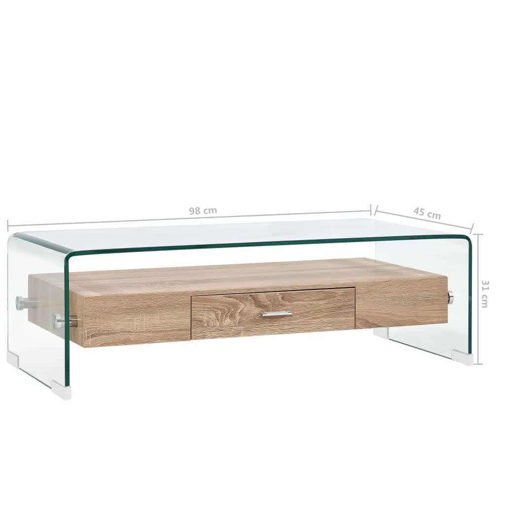 Mesa De Centro De Vidrio Templado Transparente 98X45X31 Cm