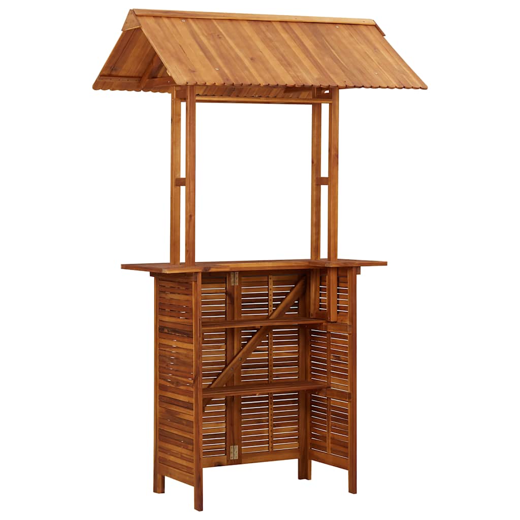 Mesa De Bar Jardín Con Tejado Madera De Acacia 113X106X217 Cm