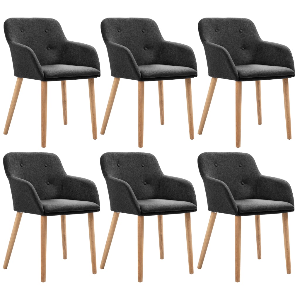 Sillas De Comedor 4 Uds Tela Y Madera Maciza Roble
