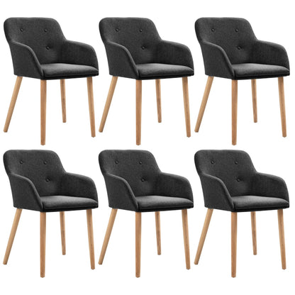 Sillas De Comedor 4 Uds Tela Y Madera Maciza Roble
