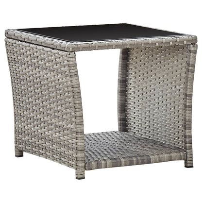 Mesa De Centro De Ratán Sintético Y Vidrio 45X45X40 Cm