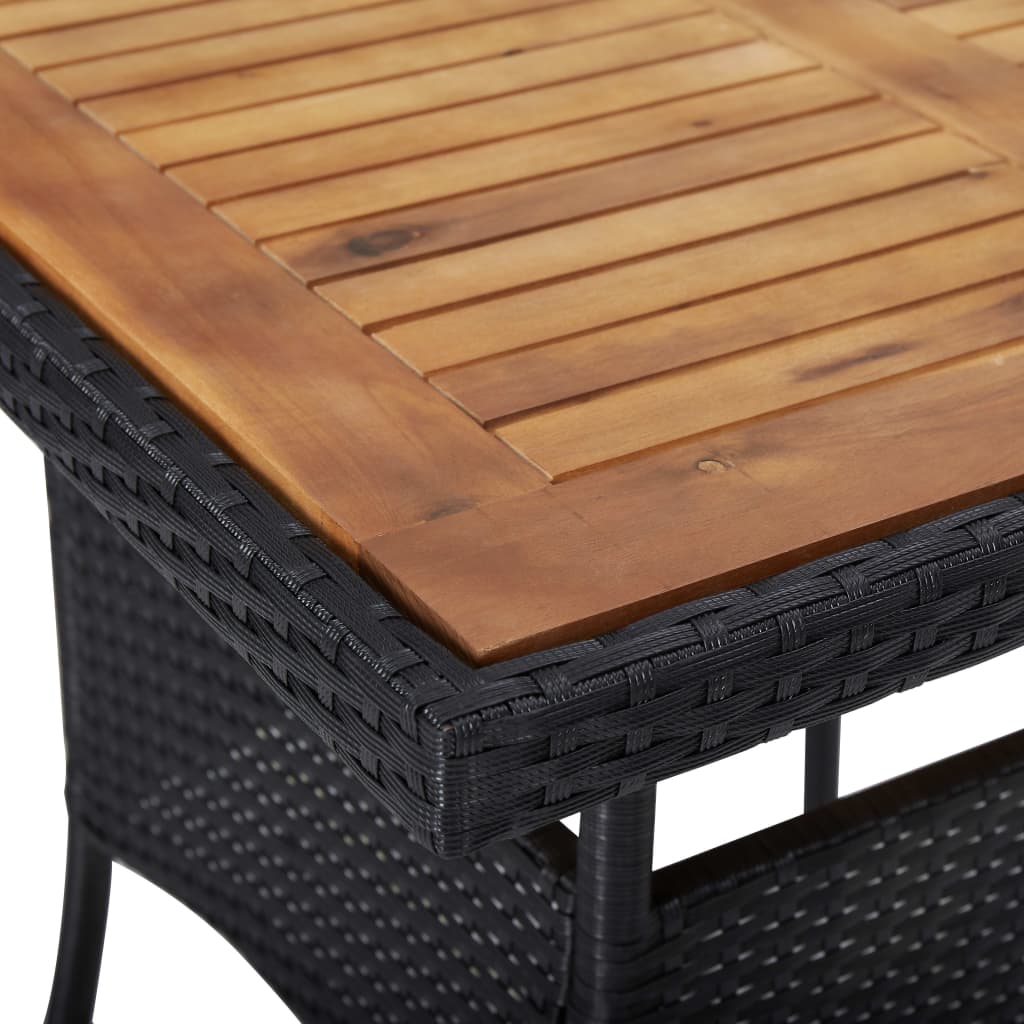 Mesa Comedor Para Jardín Ratán Sintético Madera De Acacia