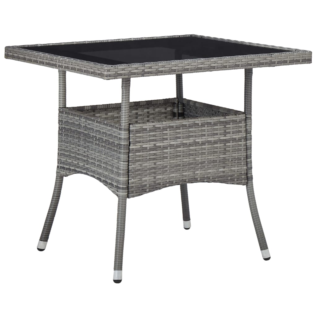 Mesa De Comedor De Jardín Ratán Sintético Y Vidrio