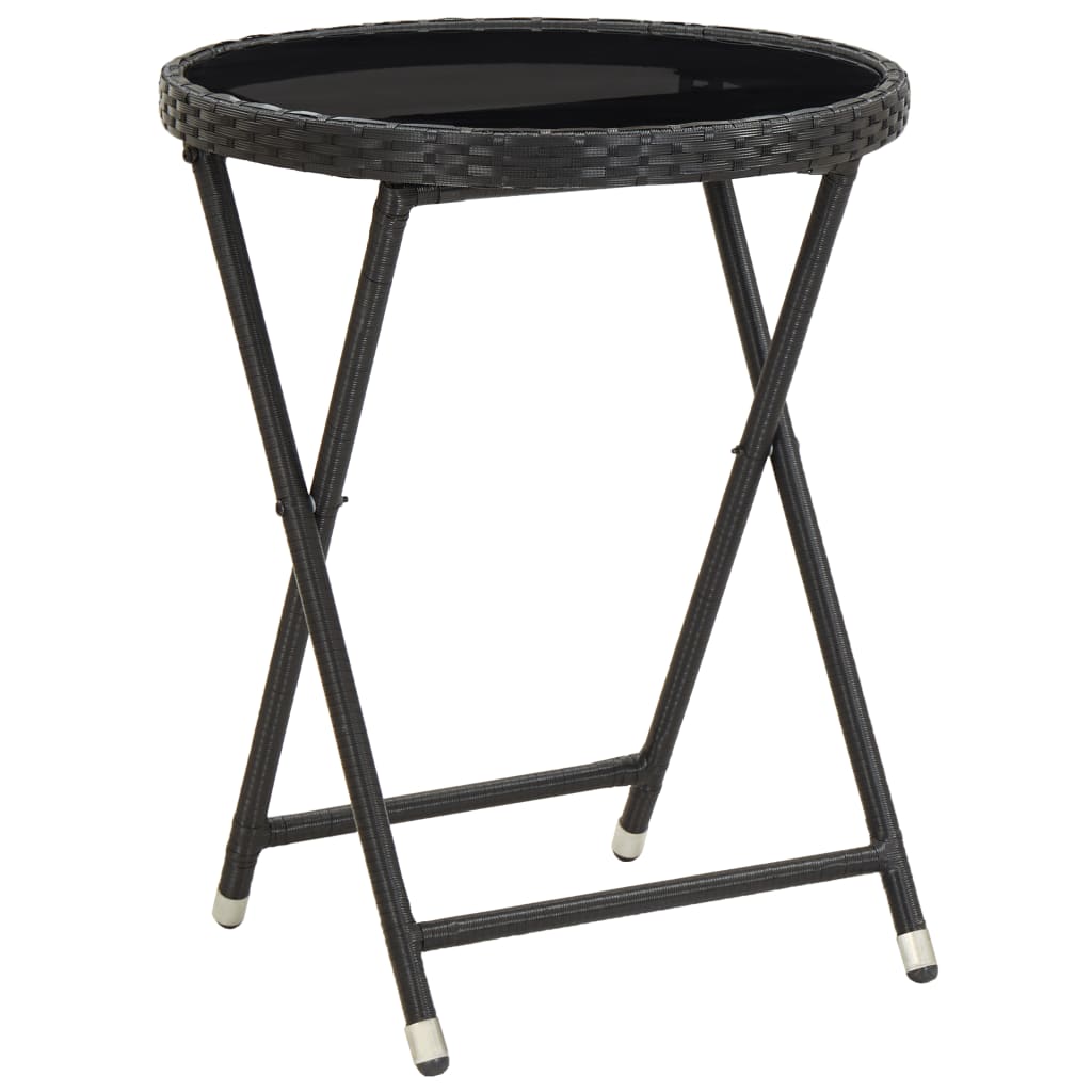 Mesa De Centro Ratán Sintético Y Vidrio Templado 60 Cm