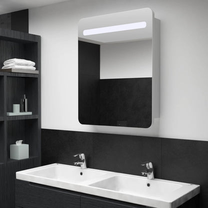 Armario De Baño Con Espejo Led Gris Brillante 60X11X80 Cm