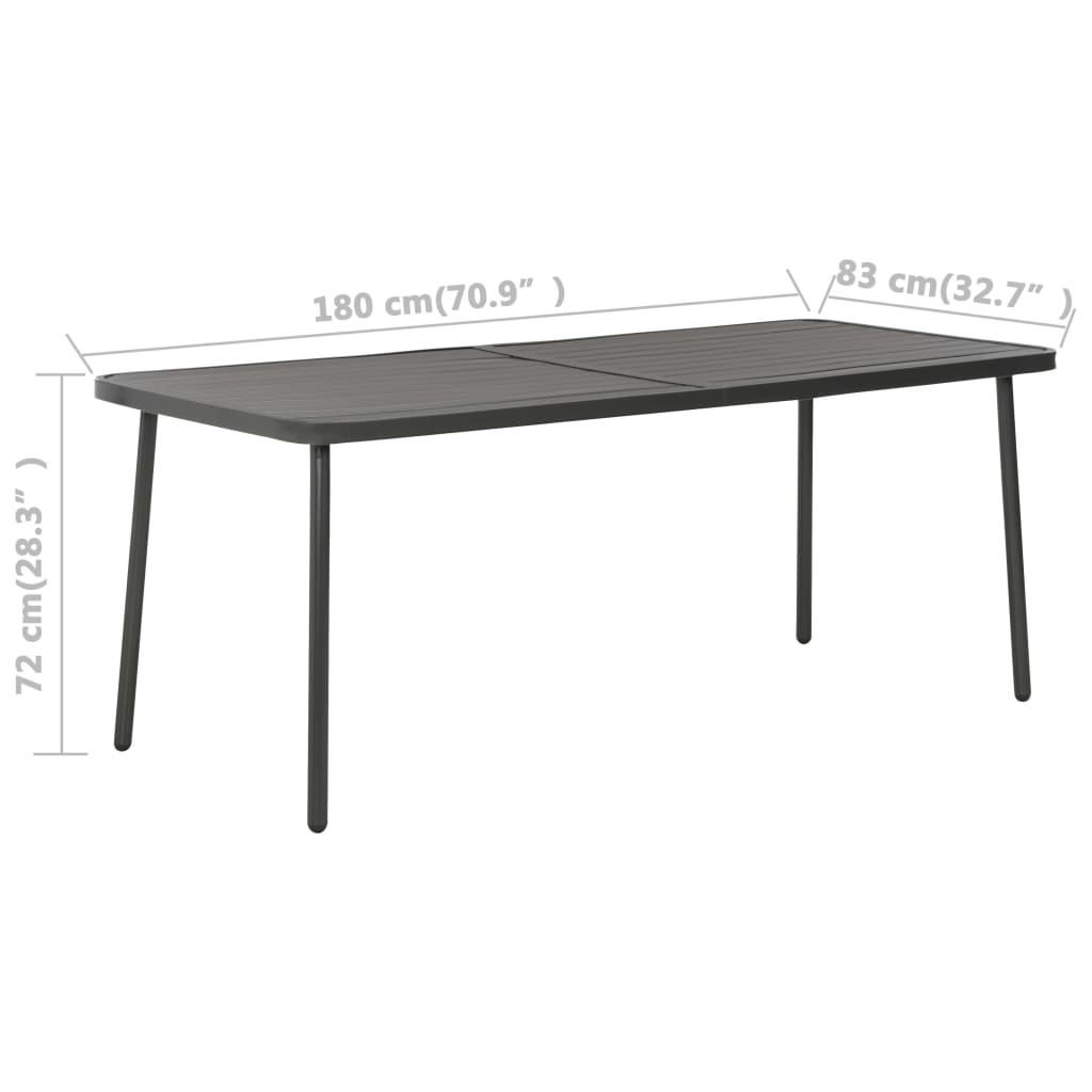 Mesa De Jardín De Acero Gris Oscuro 180X83X72 Cm