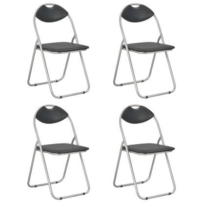 Sillas Plegables, 4 Unidades, Piel Sintética Negra