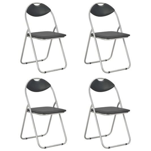 Sillas Plegables, 4 Unidades, Piel Sintética Negra
