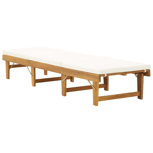 Tumbona Plegable Con Cojín Madera Maciza De Acacia