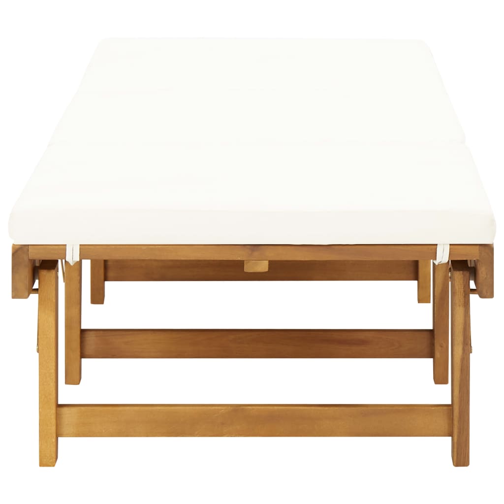 Tumbona Plegable Con Cojín Madera Maciza De Acacia