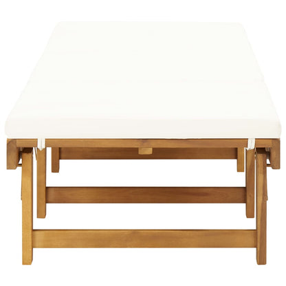 Tumbona Plegable Con Cojín Madera Maciza De Acacia