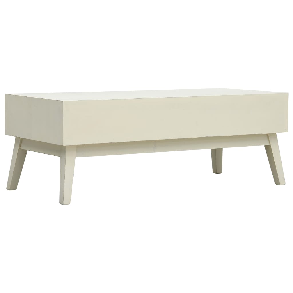 Mesa De Centro Con 2 Cajones Tallados Madera Gris 110X50X40 Cm