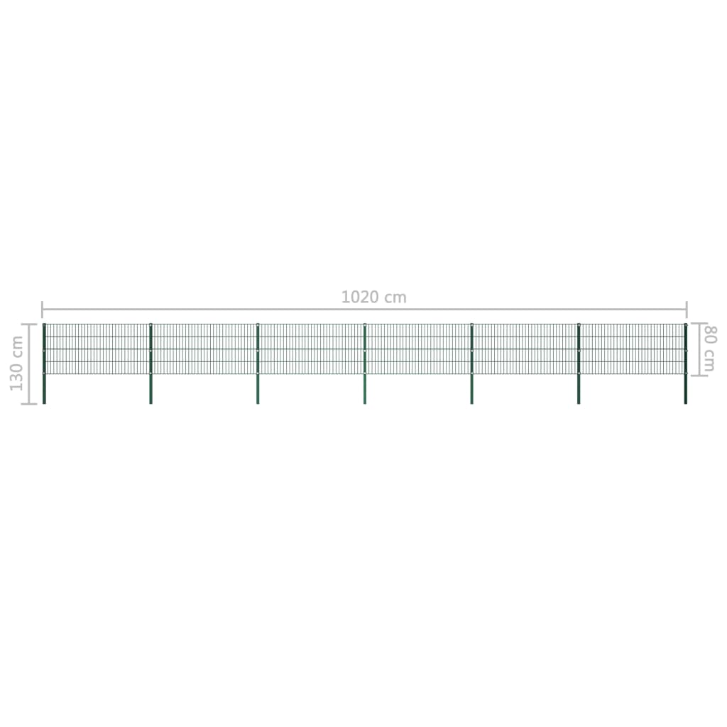 Panel De Valla Con Postes De Hierro 1040X Verde