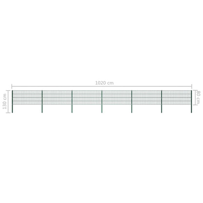 Panel De Valla Con Postes De Hierro 1040X Verde
