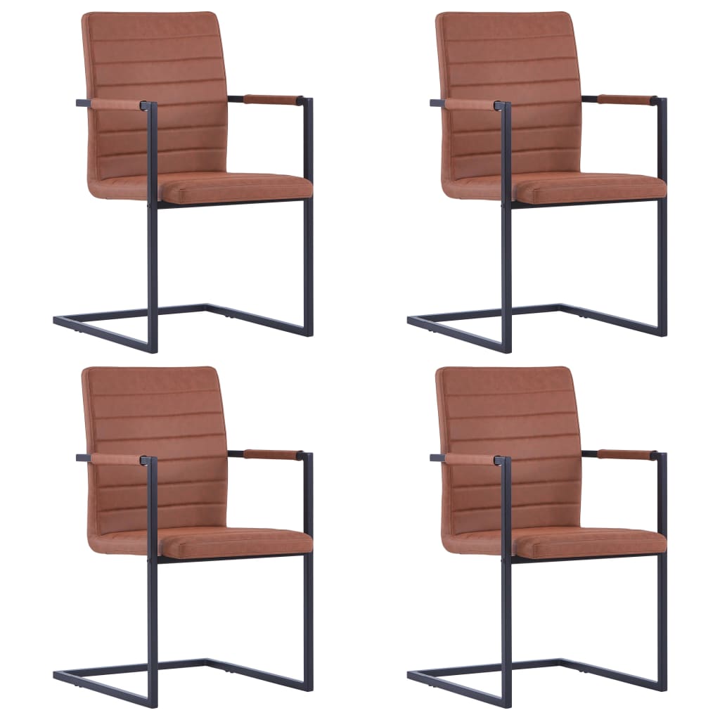 Sillas De Comedor Voladizas 2 Uds Cuero Sintético