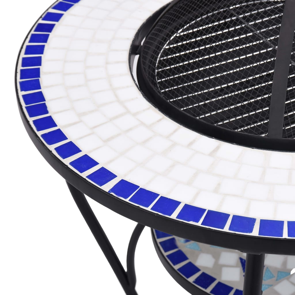Brasero De Mosaico Cerámica Y Blanco 68 Cm