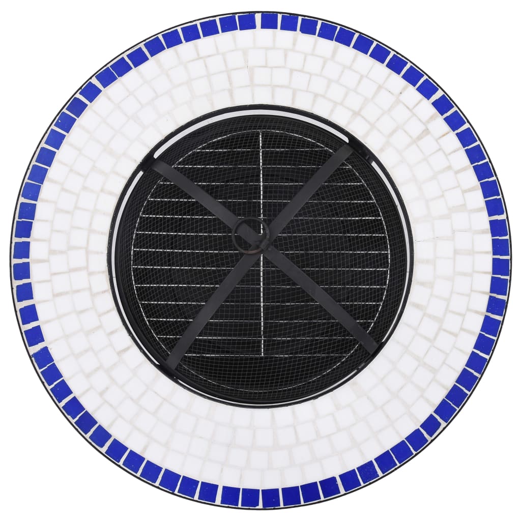 Brasero De Mosaico Cerámica Y Blanco 68 Cm