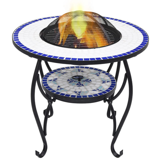 Brasero De Mosaico Cerámica Y Blanco 68 Cm