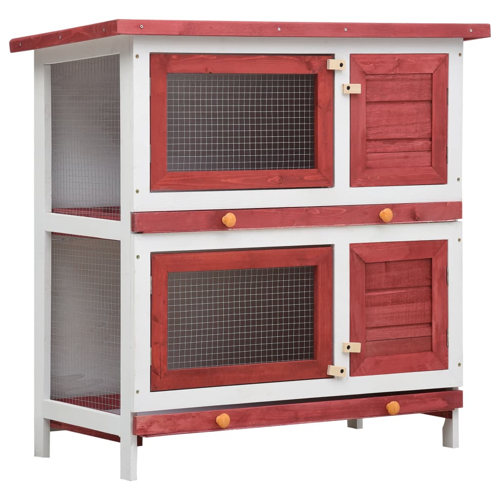 Casa De Animales Pequeños Jaula Conejera 4 Puertas Madera
