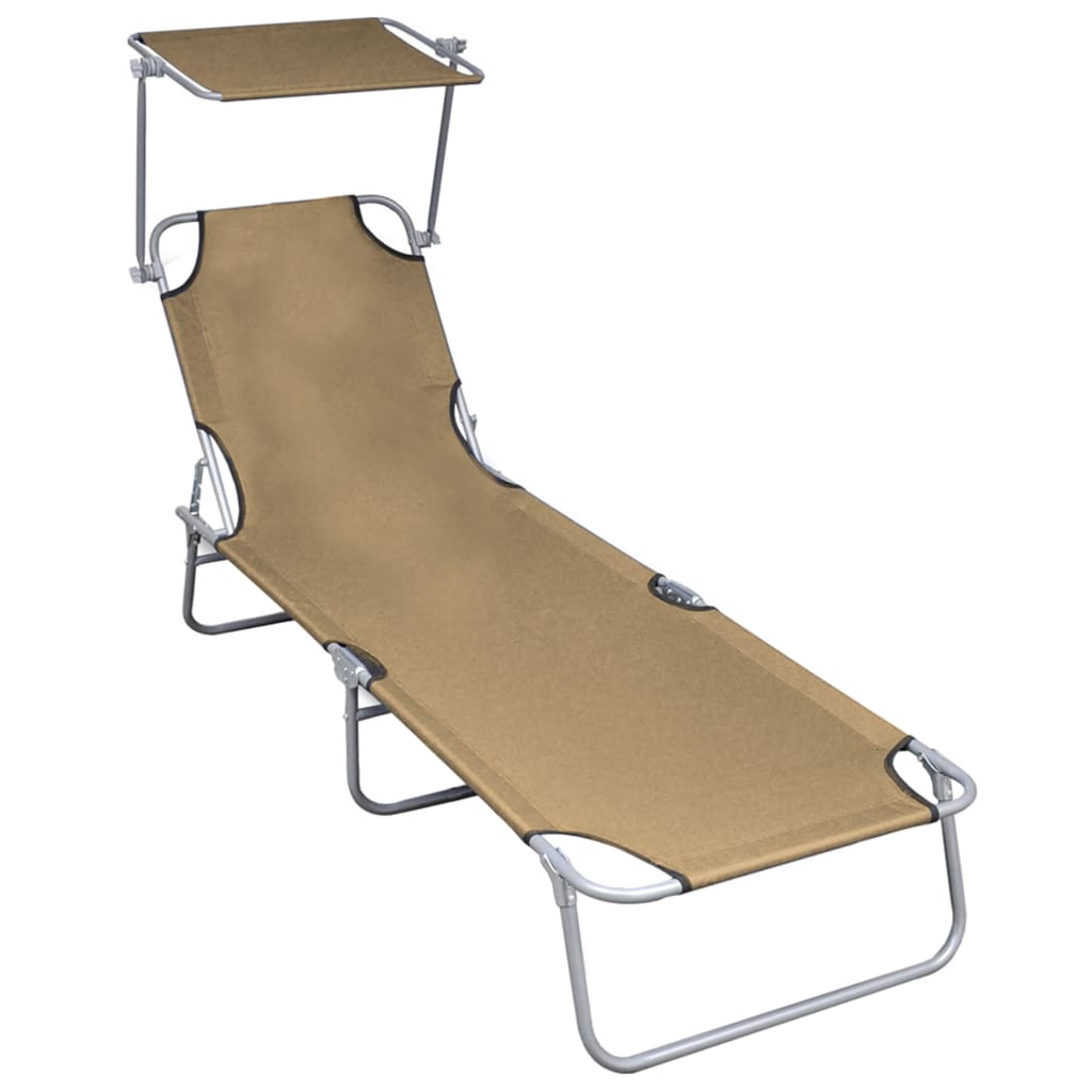 Tumbona Plegable Con Toldo De Aluminio Gris Taupe