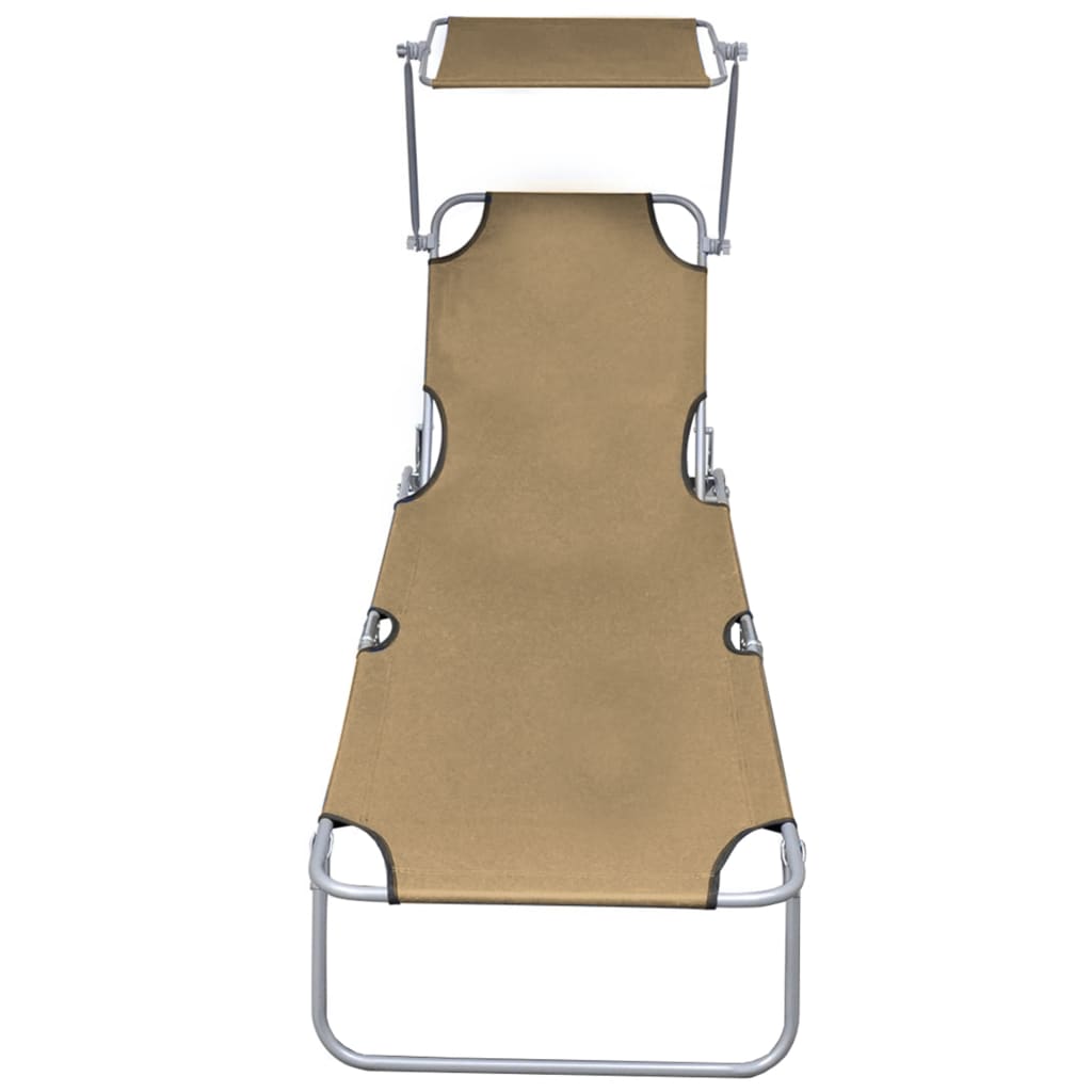 Tumbona Plegable Con Toldo De Aluminio Gris Taupe
