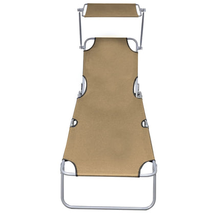 Tumbona Plegable Con Toldo De Aluminio Gris Taupe