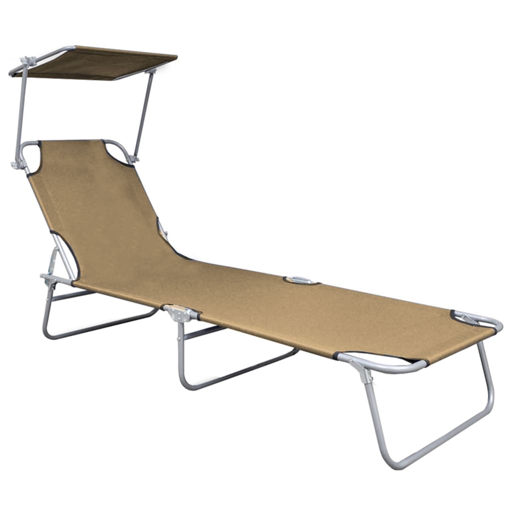 Tumbona Plegable Con Toldo De Aluminio Gris Taupe