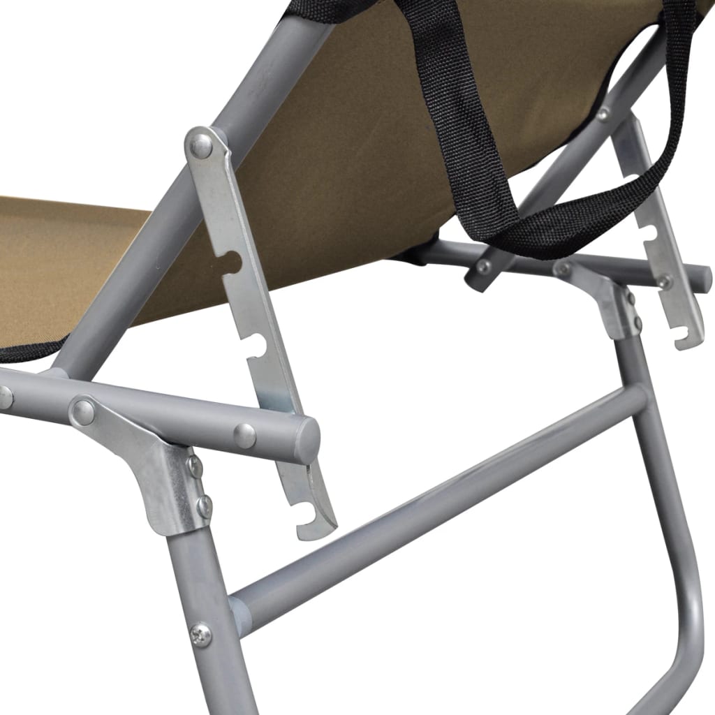 Tumbona Plegable Con Toldo De Aluminio Gris Taupe