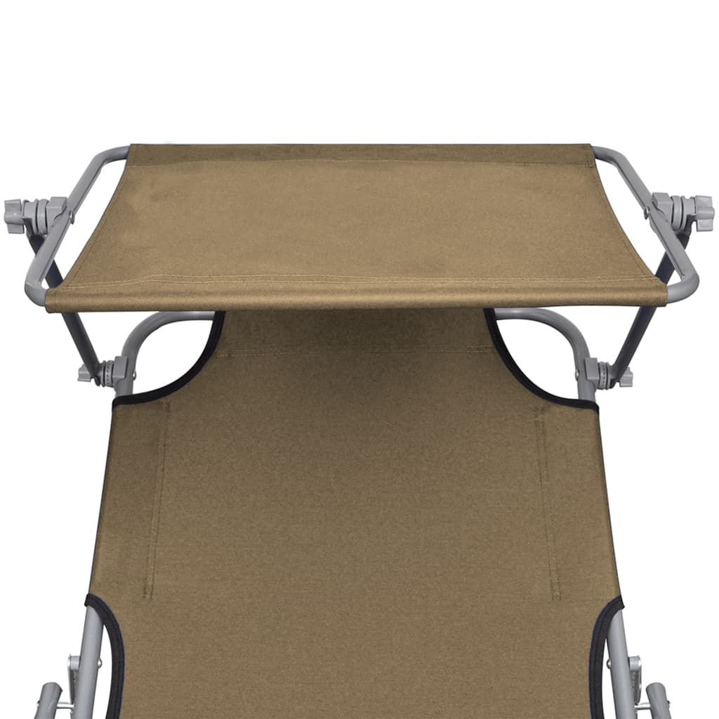 Tumbona Plegable Con Toldo De Aluminio Gris Taupe