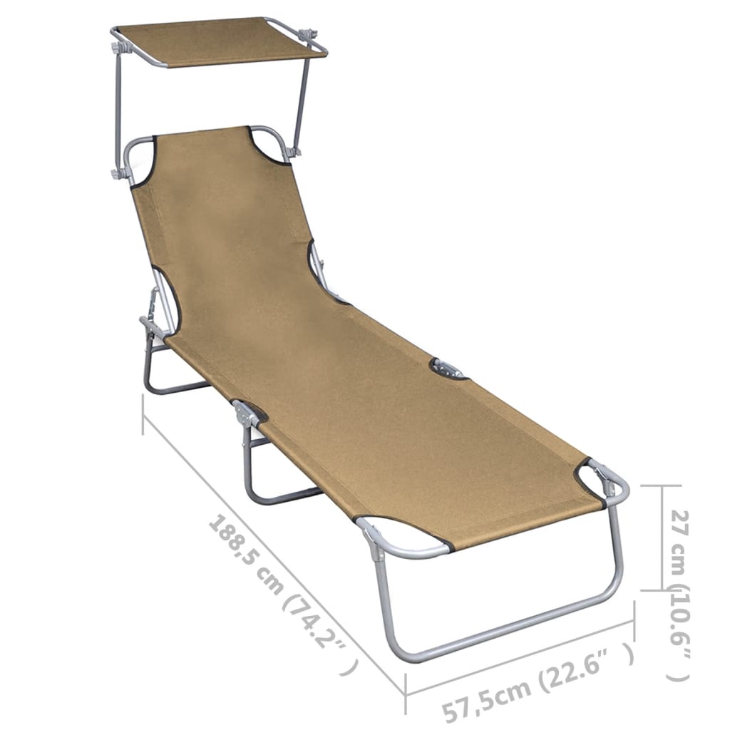 Tumbona Plegable Con Toldo De Aluminio Gris Taupe