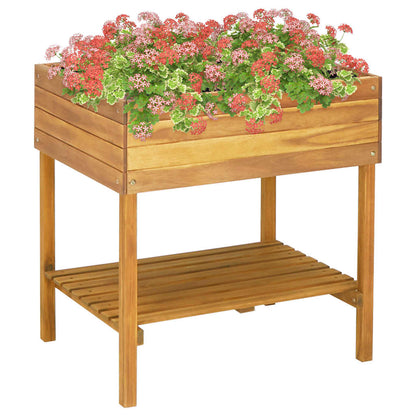 Jardinera Elevada De Madera Maciza De Acacia