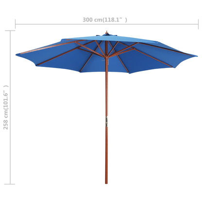 Sombrilla De Jardín Con Palo De Madera 300X258 Cm