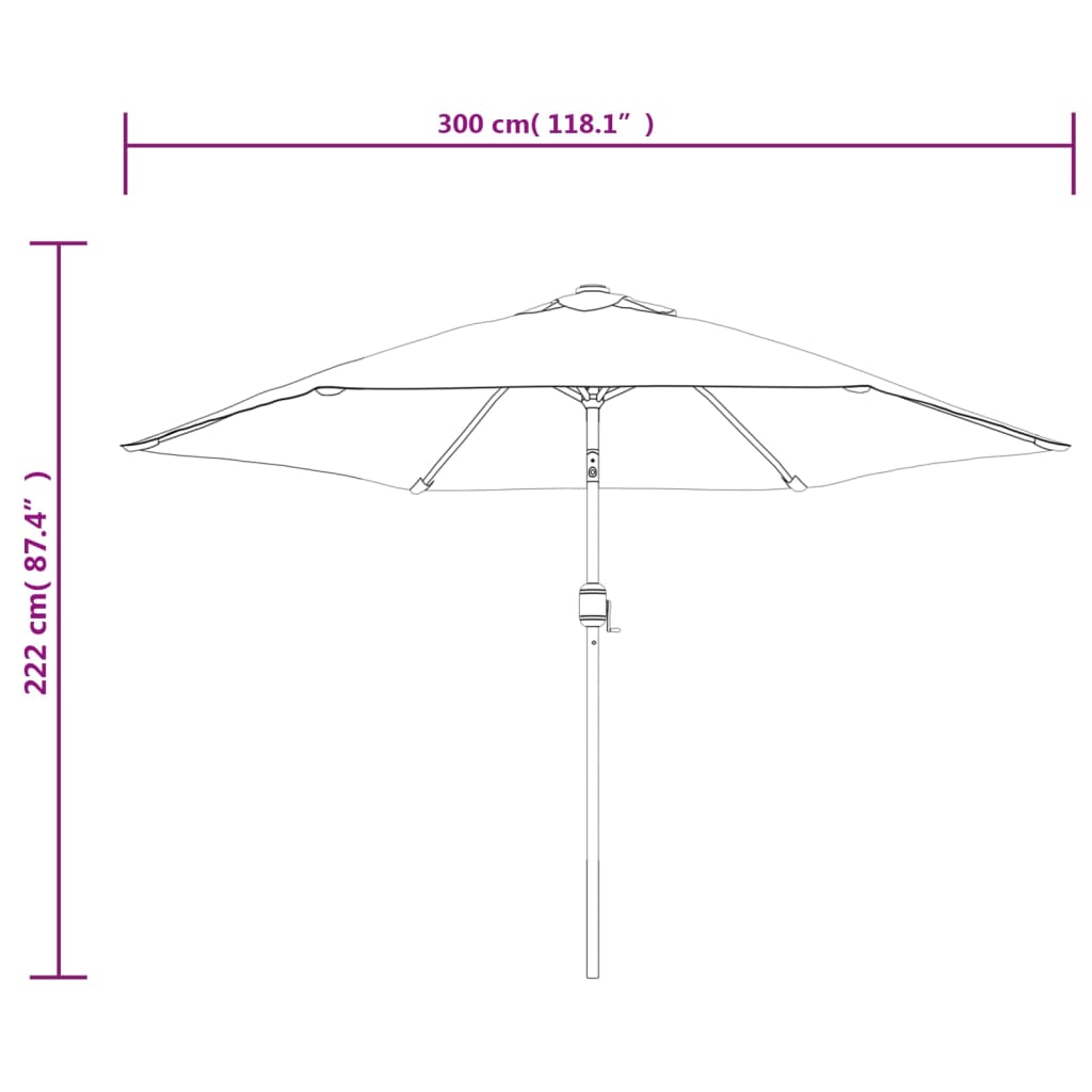 Sombrilla De Jardín Con Palo De Metal 300 Cm