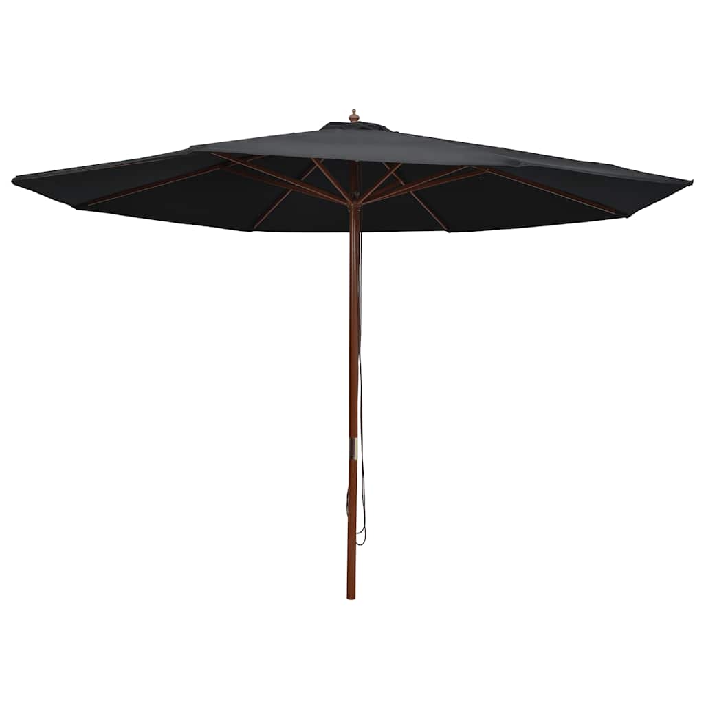 Sombrilla De Jardín Con Palo De Madera 350 Cm Gris