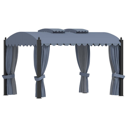 Cenador Con Cortinas Acero Gris Antracita 3X4 M
