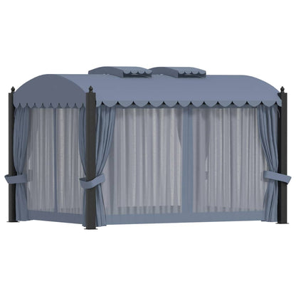 Cenador Con Cortinas Acero Gris Antracita 3X4 M