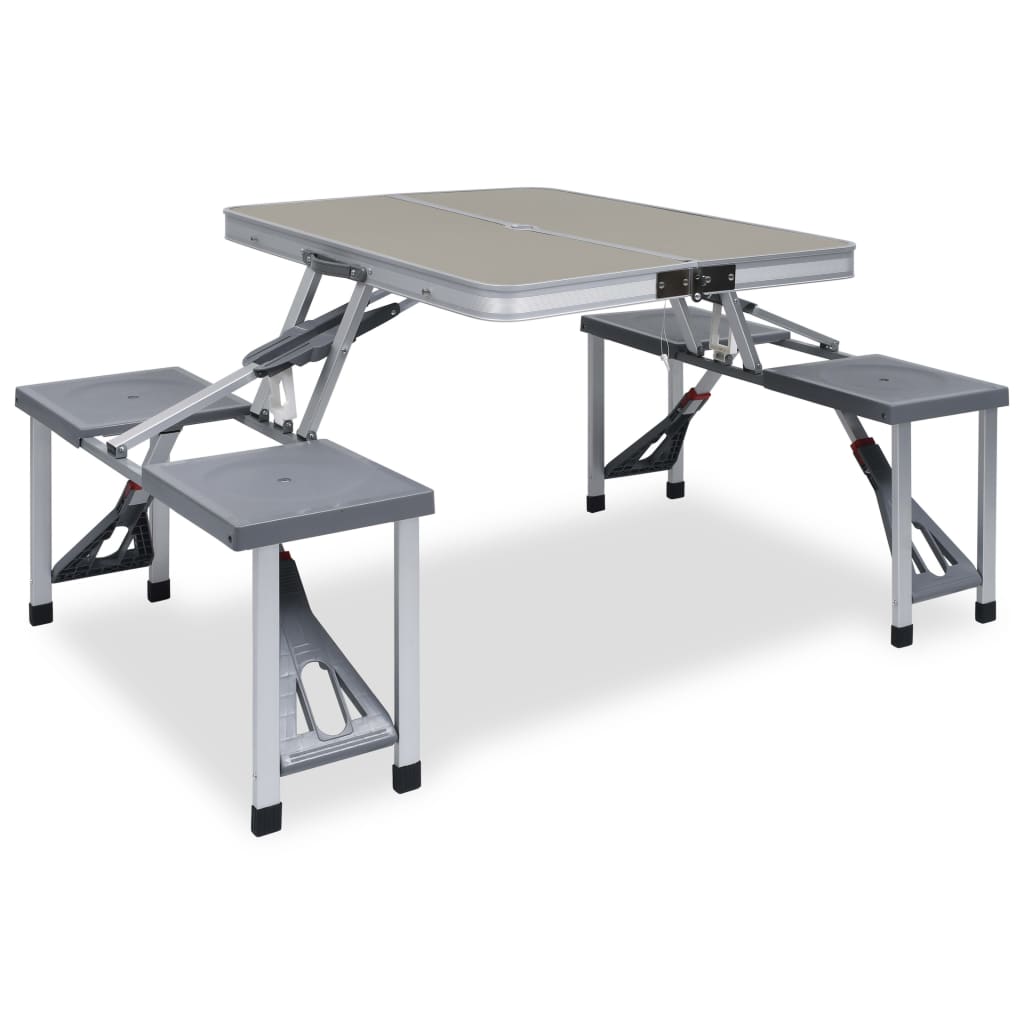 Mesa De Camping Plegable Con 4 Asientos Acero Aluminio
